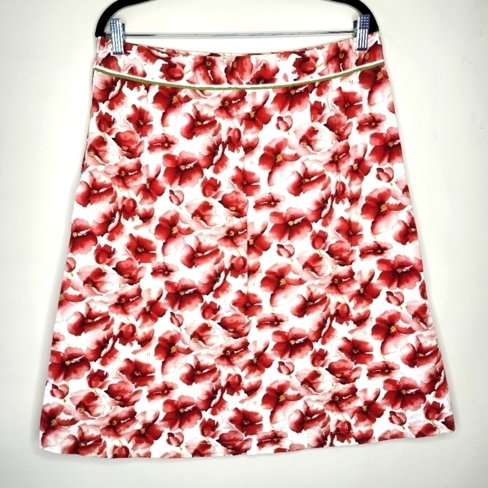 MAC & JAC Red Floral Poppy Skirt Size 12